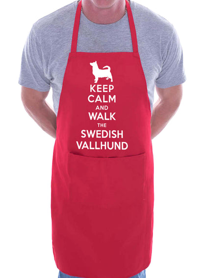 Keep Calm and Walk Swedish Valhund Dog BBQ Cooking Apron