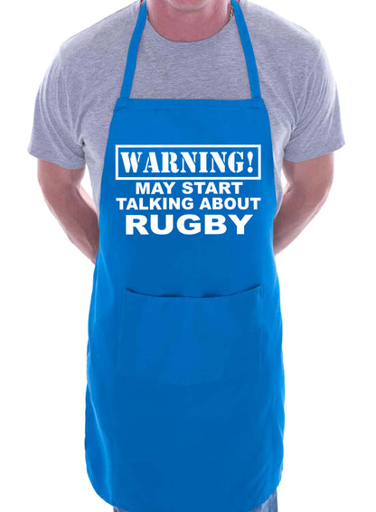 Warning May Talk About Rugby Fan Funny BBQ Novelty Cooking Apron