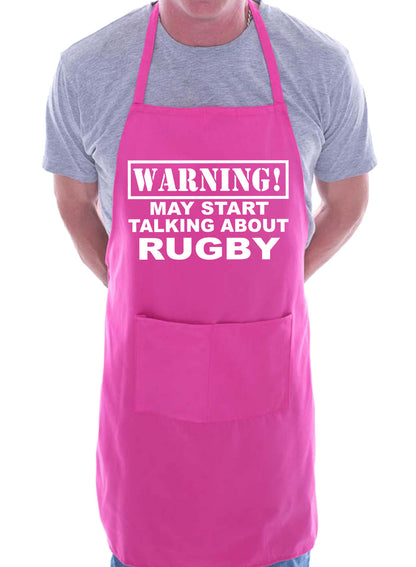 Warning May Talk About Rugby Fan Funny BBQ Novelty Cooking Apron