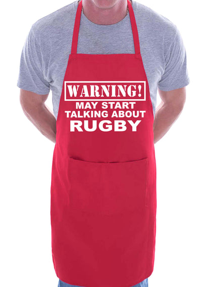 Warning May Talk About Rugby Fan Funny BBQ Novelty Cooking Apron