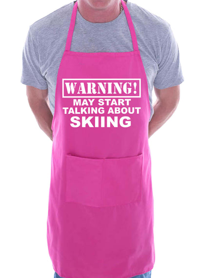 Warning May Talk About Skiing BBQ Cooking Apron