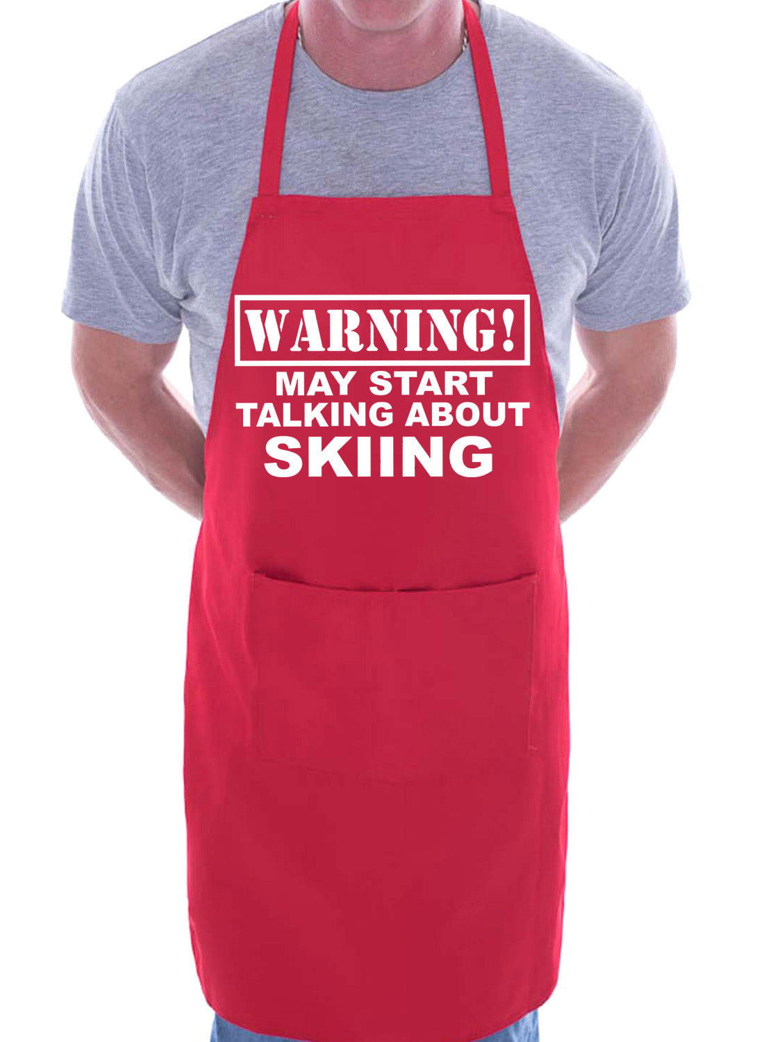 Warning May Talk About Skiing BBQ Cooking Apron