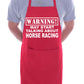 Warning May Talk About Horse Racing BBQ Cooking Apron
