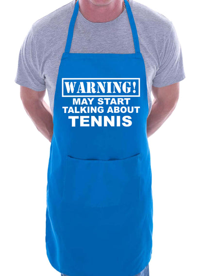 Warning May Talk About Tennis Fan Funny BBQ Novelty Cooking Apron