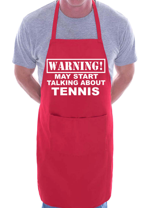 Warning May Talk About Tennis Fan Funny BBQ Novelty Cooking Apron
