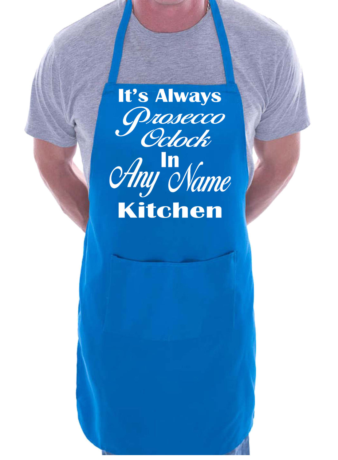 Adult Personalised BBQ Apron Prosecco O'Clock In Kitchen Gift Any Name Word