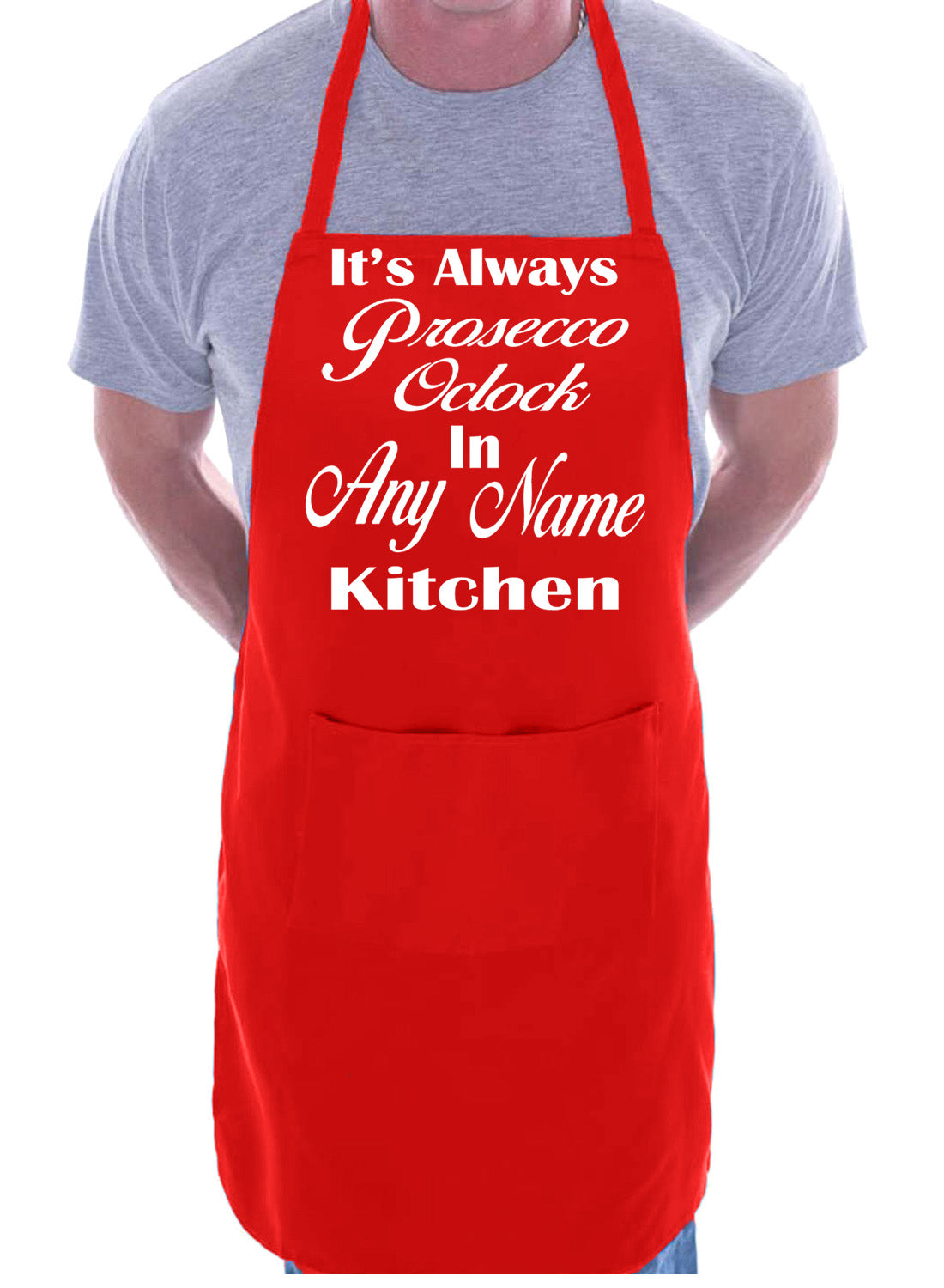 Adult Personalised BBQ Apron Prosecco O'Clock In Kitchen Gift Any Name Word