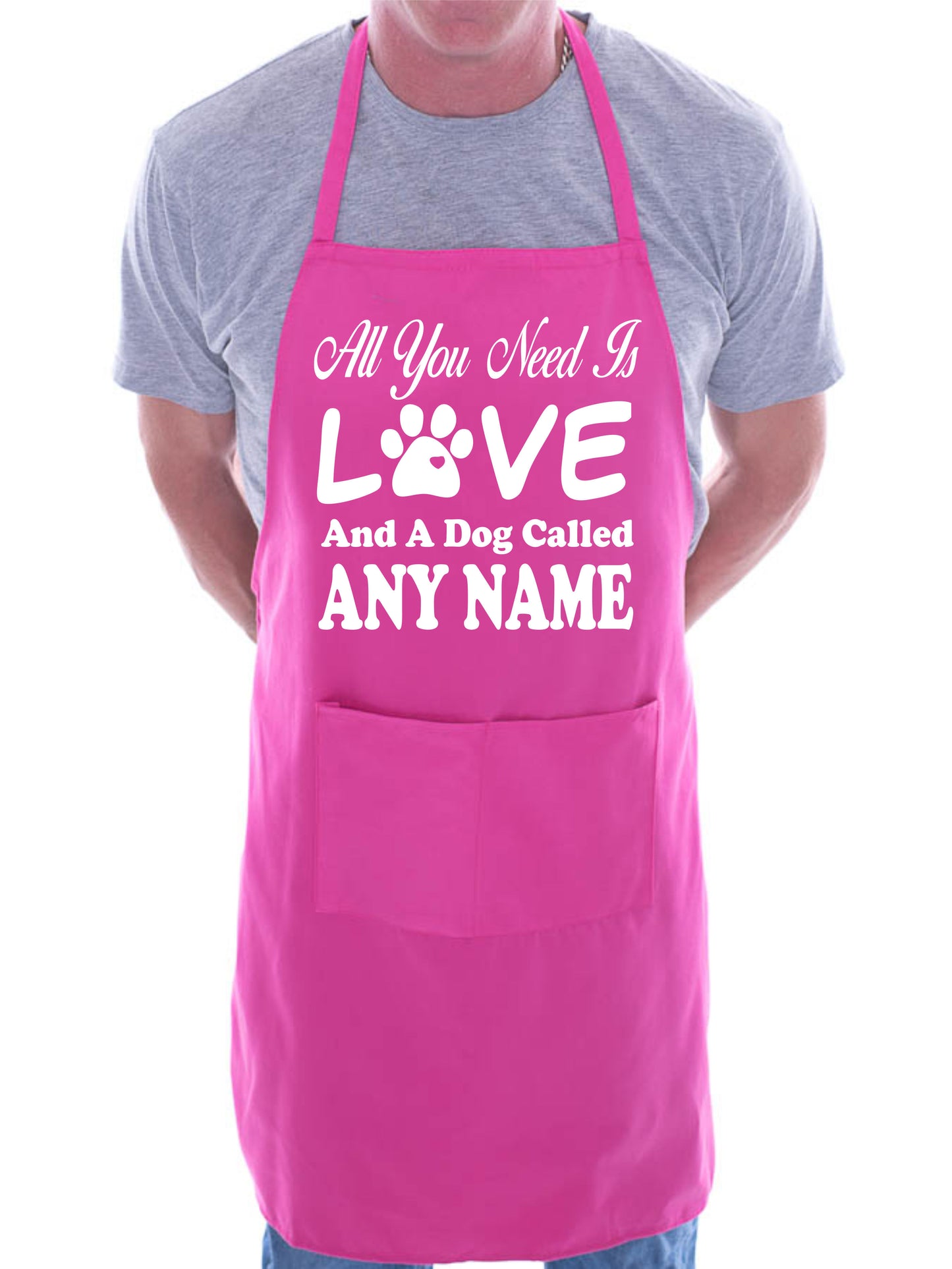 All You Need Love And A Dog Any Name Personalised Gift BBQ Apron Dog Lovers Gift