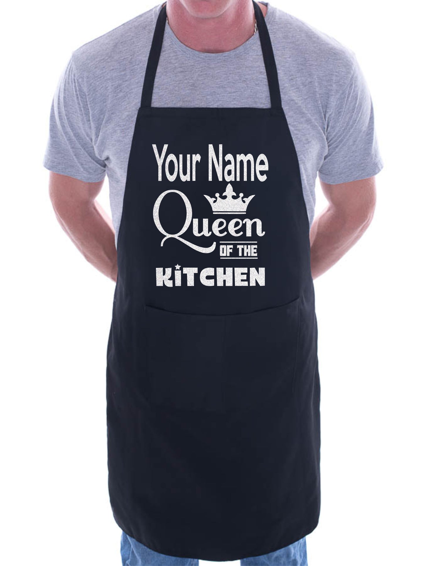 Queen Of The Kitchen Apron Your Name Here Great Gift Funny Personalised BBQ
