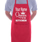 Queen Of The Kitchen Apron Your Name Here Great Gift Funny Personalised BBQ
