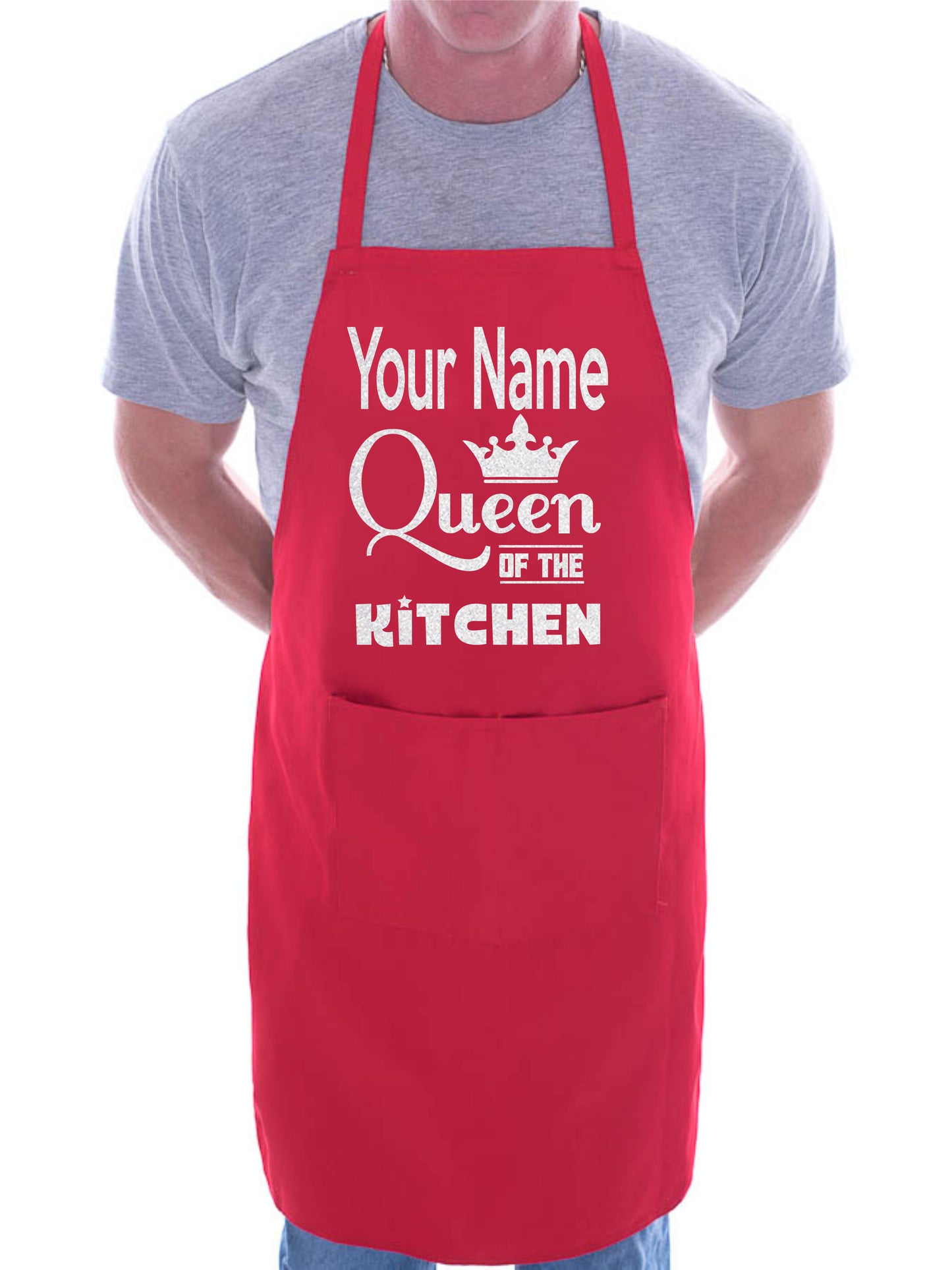 Queen Of The Kitchen Apron Your Name Here Great Gift Funny Personalised BBQ