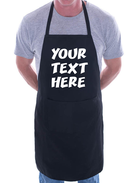 Personalised Apron Your Text Here Any Name Any Words BBQ Cooking Blue