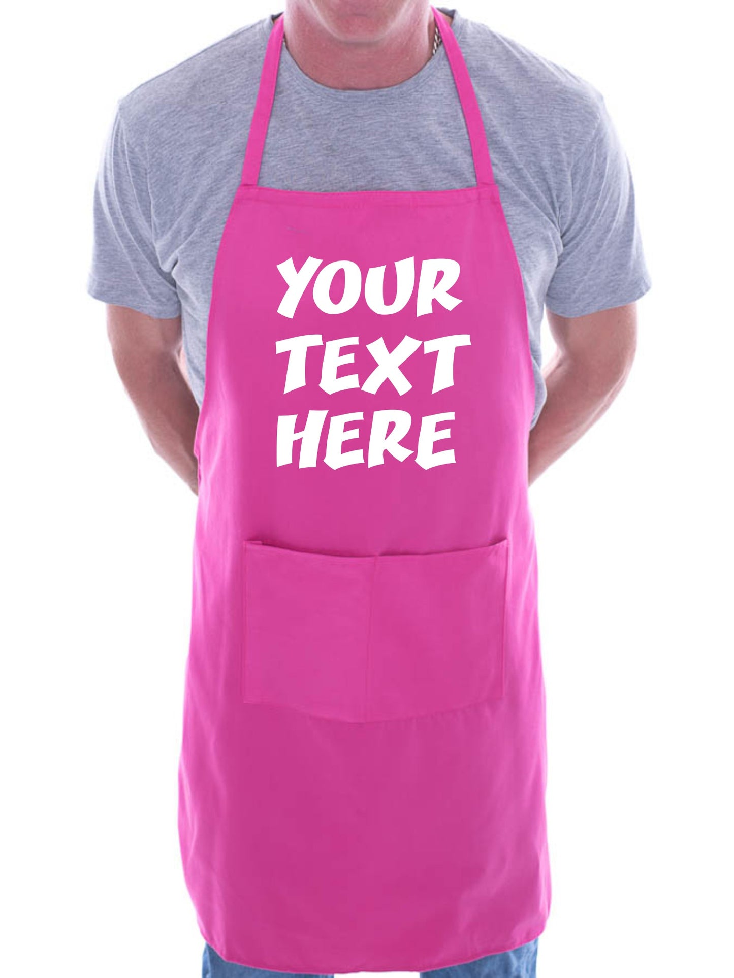 Personalised Apron Your Text Here Any Name Any Words BBQ Cooking Blue