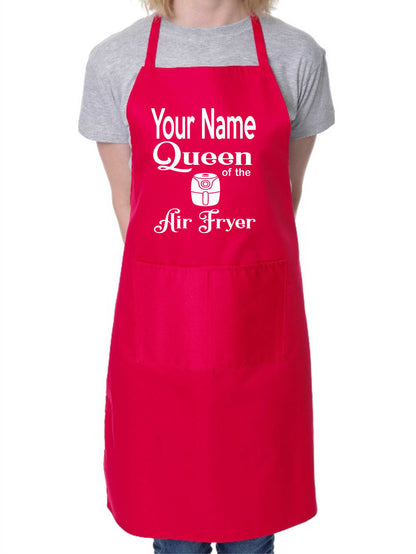 Adult Personalised Apron Queen Of The Air Fryer Add Name Funny BBQ Baking