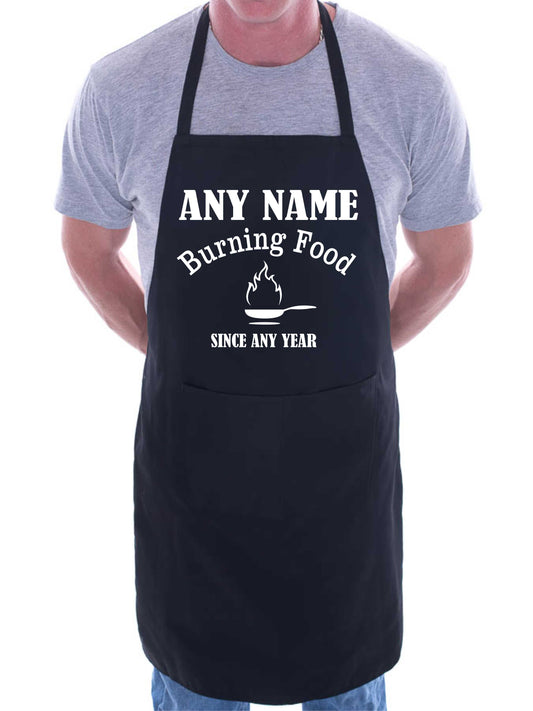 Adult Personalised Apron Burning Food Since Your Name & Year Here BBQ Baking