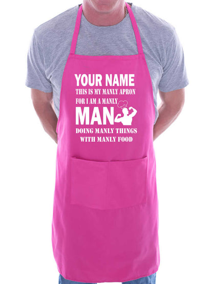Adult Personalised Apron This Is My Manly Apron Your Name Funny BBQ Baking