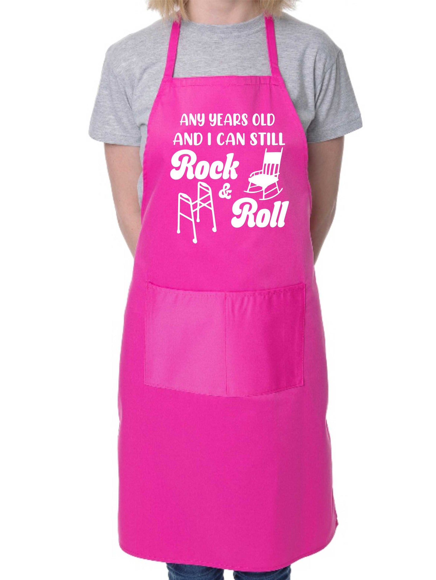 Personalised Apron Rock & Roll Birthday Your Age Here Funny Gift