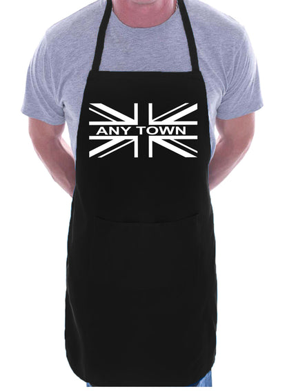Adult Personalised Apron BBQ Birthday Gift Union Jack Any Town Name