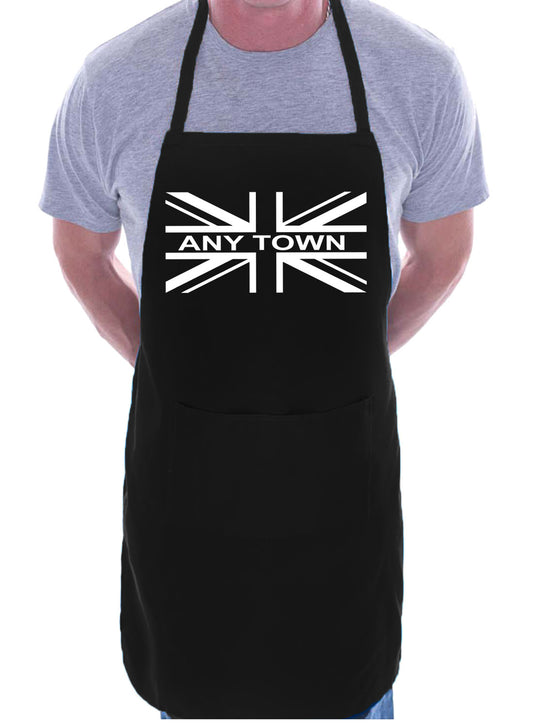 Adult Personalised Apron BBQ Birthday Gift Union Jack Any Town Name