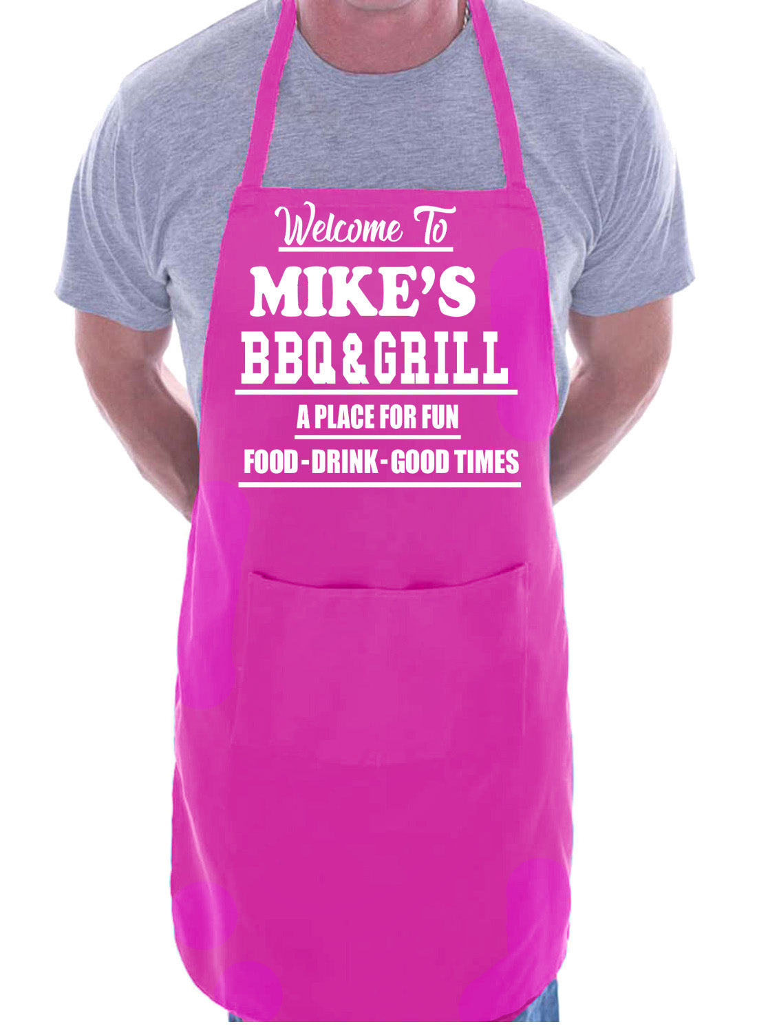 Personalised Apron Welcome To Mike's BBQ & Grill Birthday Your Own Name Place