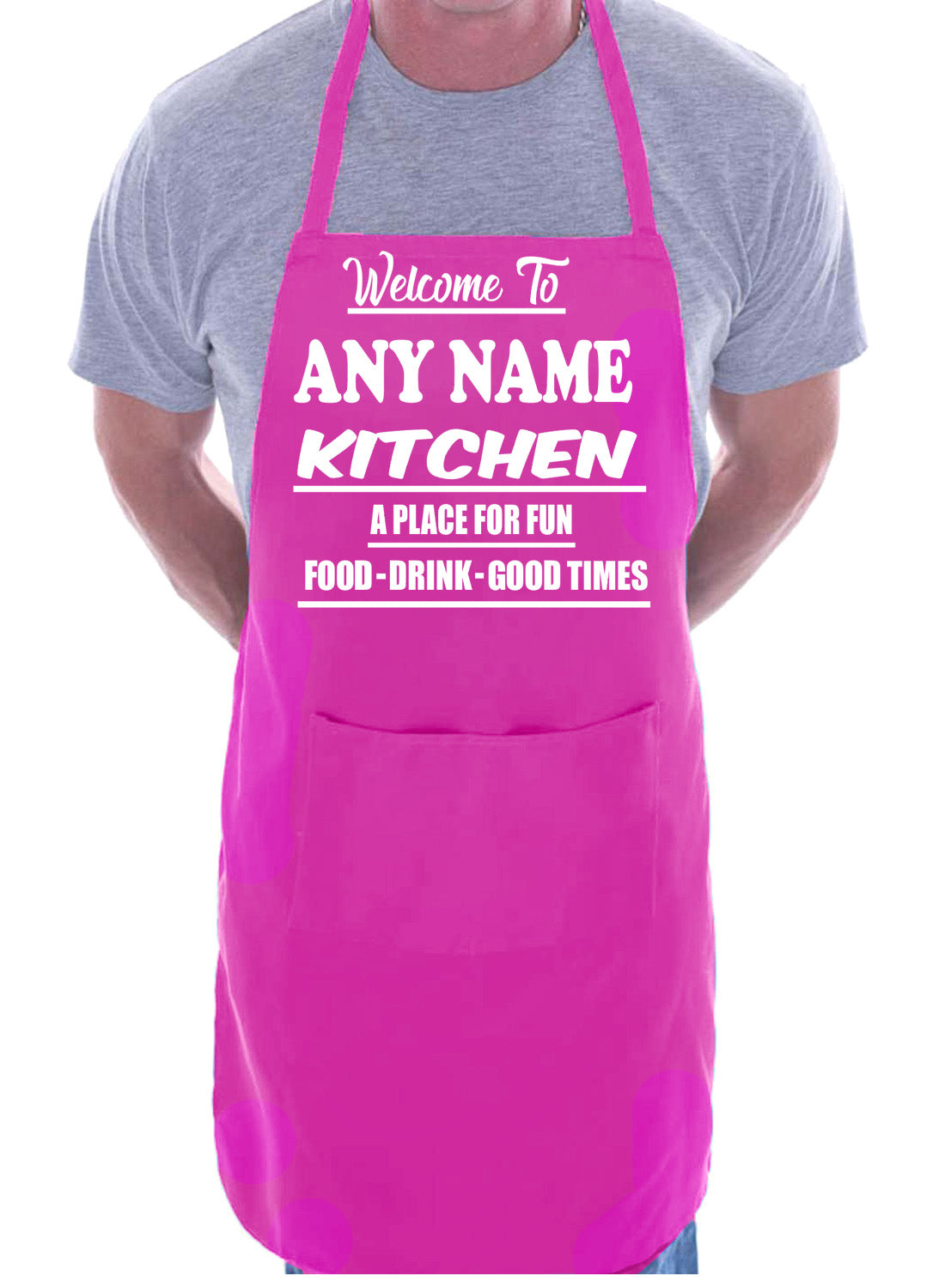Adult Personalised Apron Welcome To Kitchen Birthday Gift My Name Cafe Name
