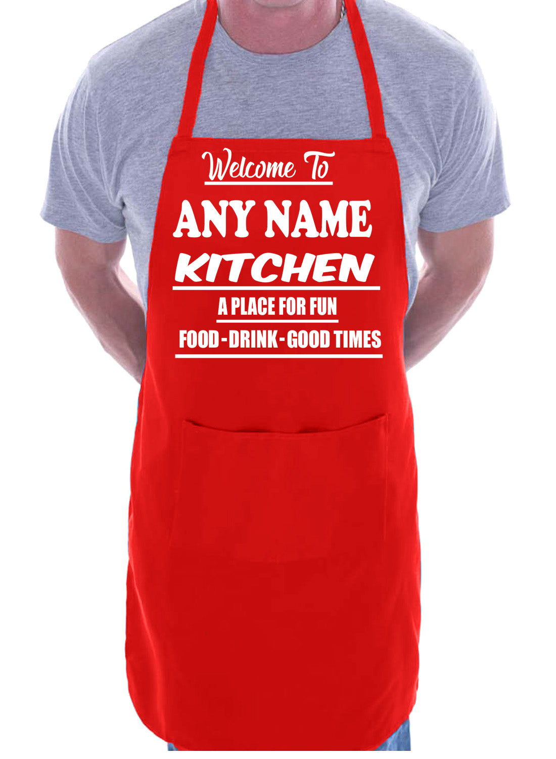 Adult Personalised Apron Welcome To Kitchen Birthday Gift My Name Cafe Name