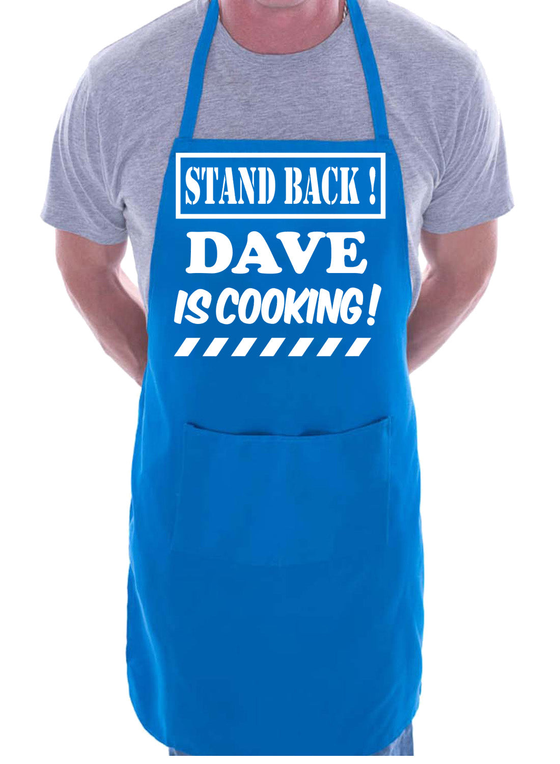 Customised Apron Stand Back Dave Is Cooking BBQ Birthday Any Name Pub Name
