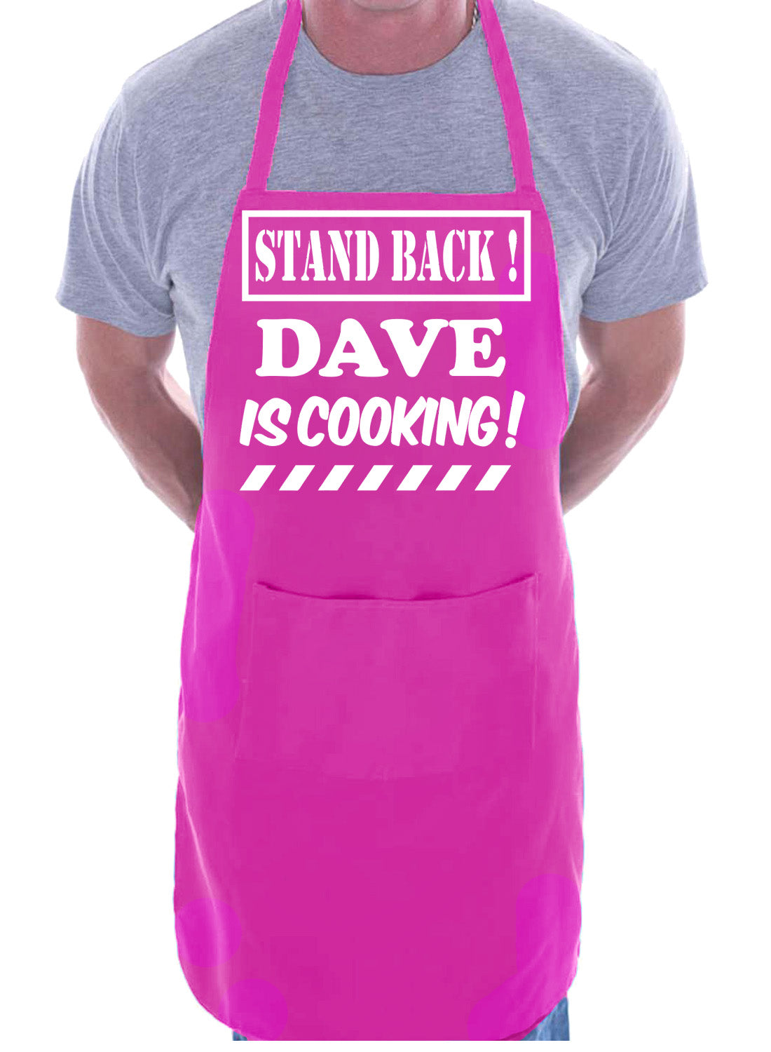 Customised Apron Stand Back Dave Is Cooking BBQ Birthday Any Name Pub Name