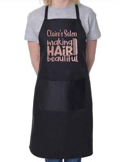 Personalised Apron Making Hair Beautiful Hairdresser Your Name Here Work Gift