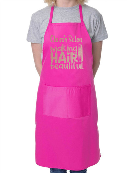 Personalised Apron Making Hair Beautiful Hairdresser Your Name Here Work Gift