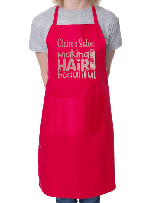 Personalised Apron Making Hair Beautiful Hairdresser Your Name Here Work Gift