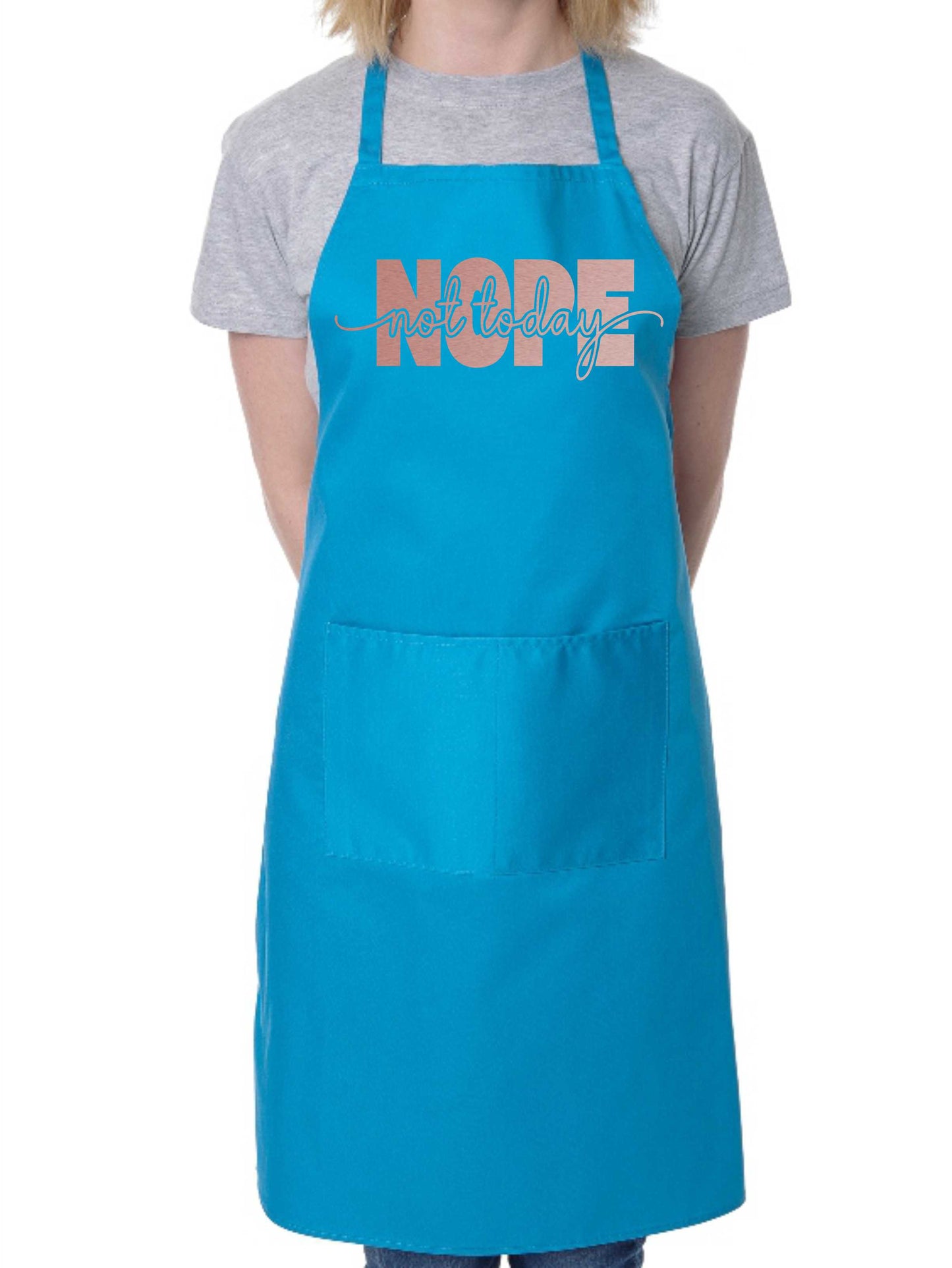 Nope Not Today Apron Funny Mental Health Birthday Gift Cooking Baking BBQ