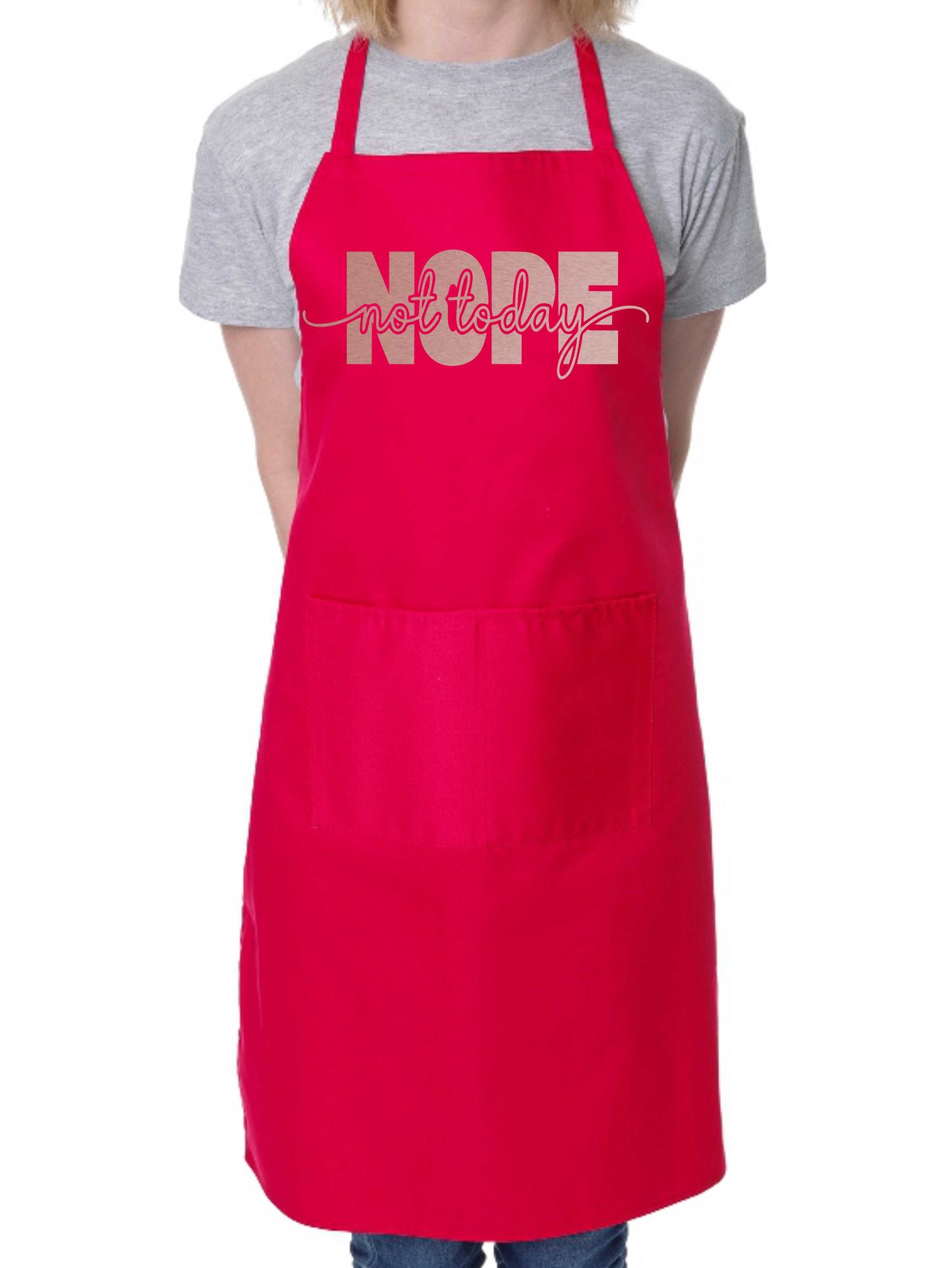 Nope Not Today Apron Funny Mental Health Birthday Gift Cooking Baking BBQ