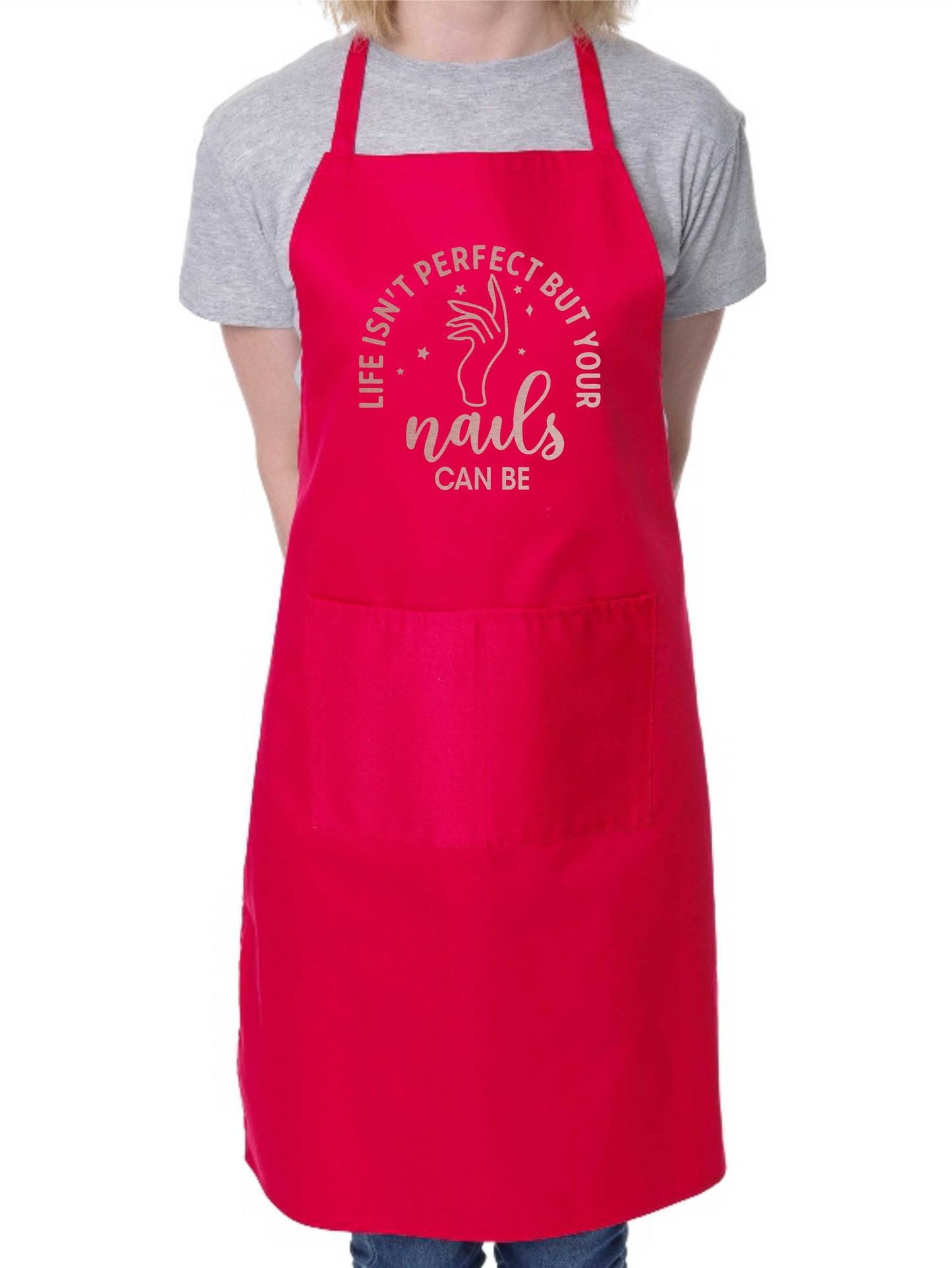 Life Isn't perfect Nails Can Be Work Apron Nail Salon Beauty Shop Funny