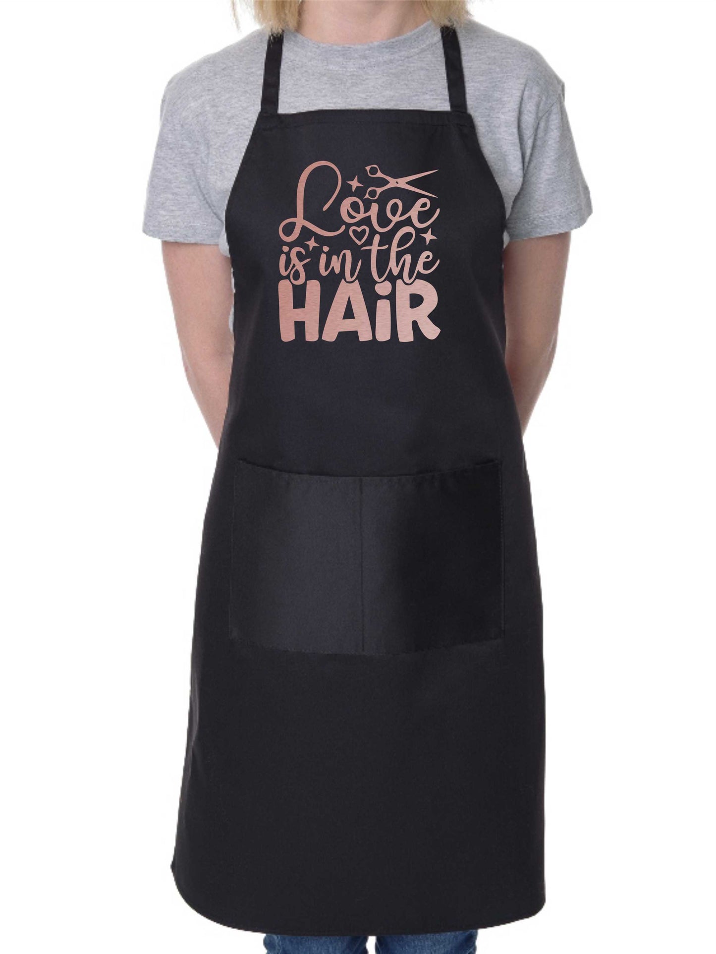 Love Is In The Hair Work Apron Hairdresser Barber Shop Funny Hair Salon