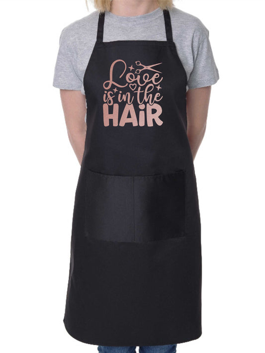 Love Is In The Hair Work Apron Hairdresser Barber Shop Funny Hair Salon