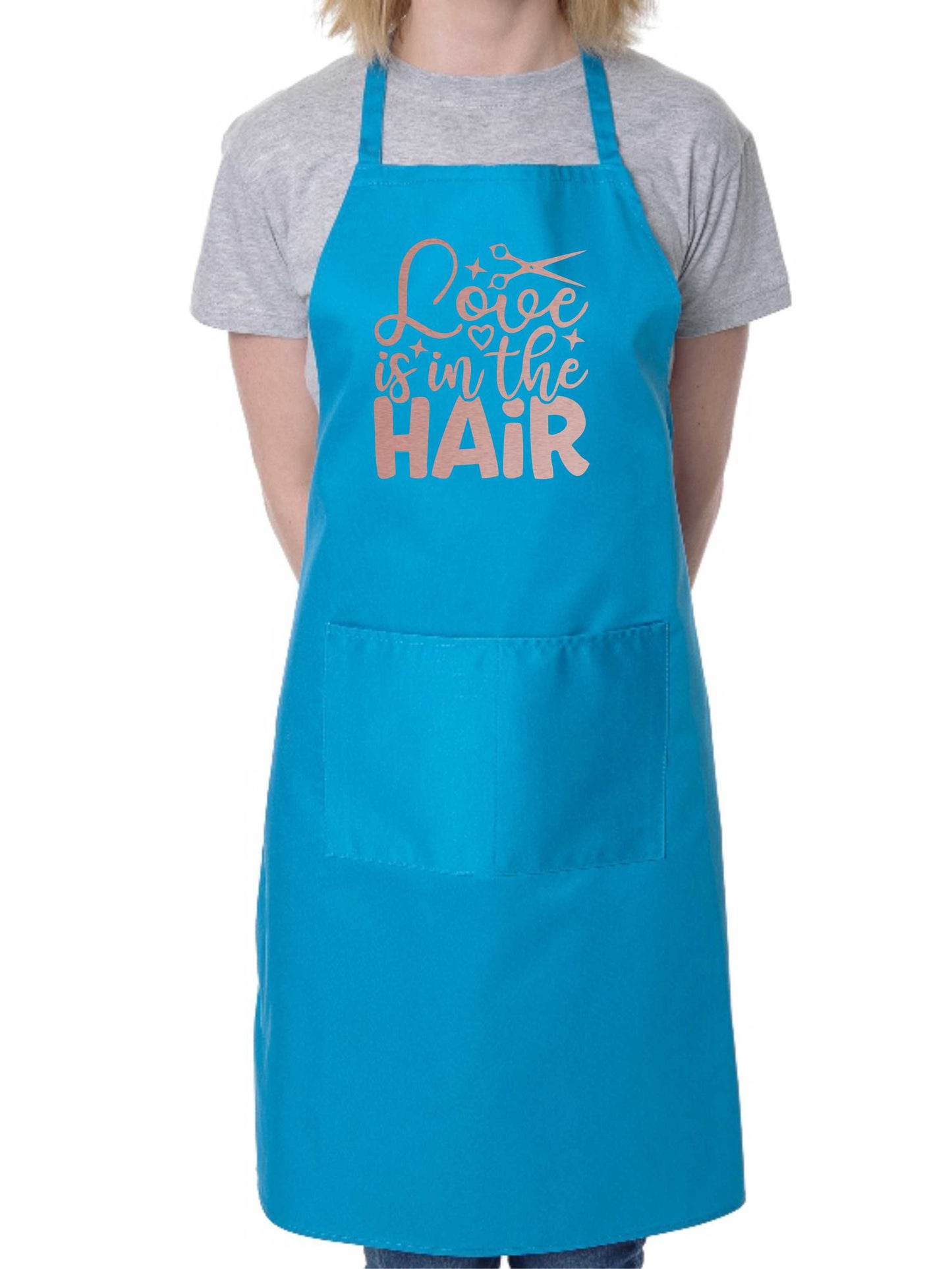 Love Is In The Hair Work Apron Hairdresser Barber Shop Funny Hair Salon