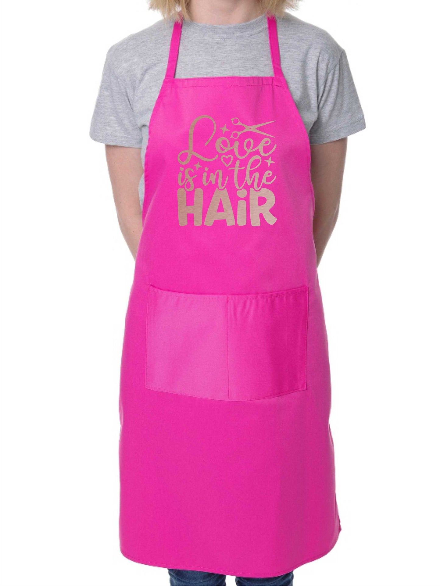 Love Is In The Hair Work Apron Hairdresser Barber Shop Funny Hair Salon