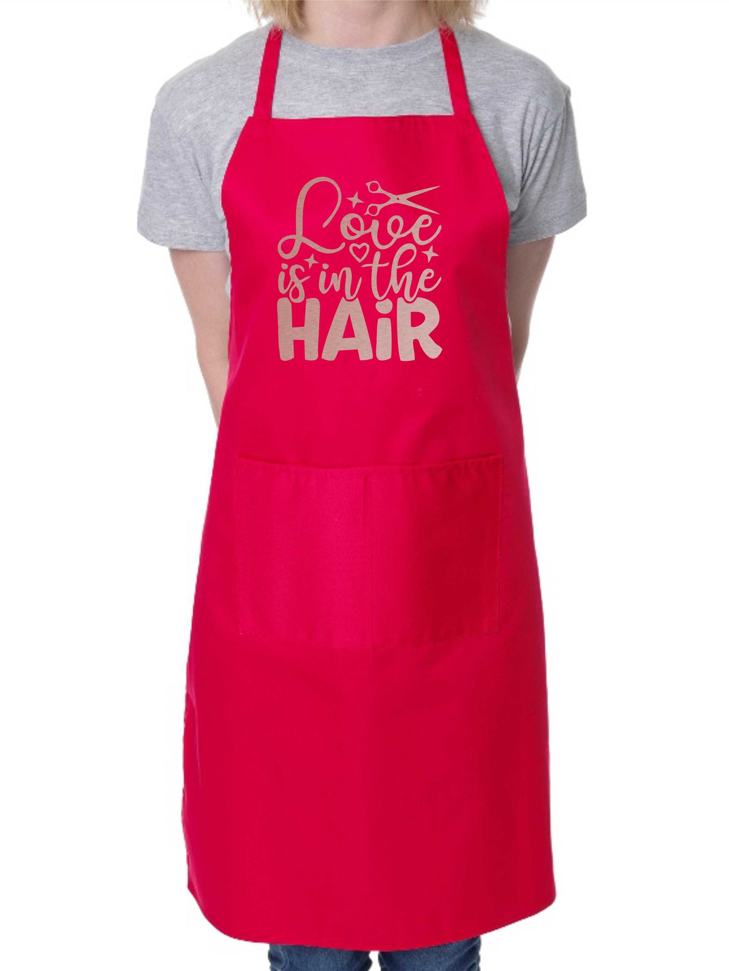 Love Is In The Hair Work Apron Hairdresser Barber Shop Funny Hair Salon