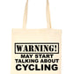 Warning May Talk About Cycling Cyclist Bag For Life Shopping Tote Bag