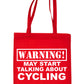 Warning May Talk About Cycling Cyclist Bag For Life Shopping Tote Bag