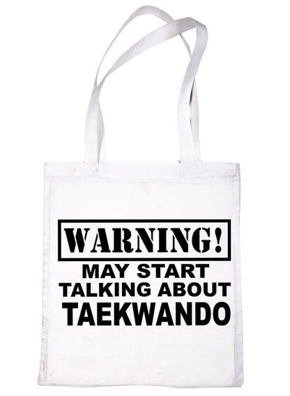 Warning May Talk About Taekwondo Martial Arts Bag For Life Shopping Tote Bag