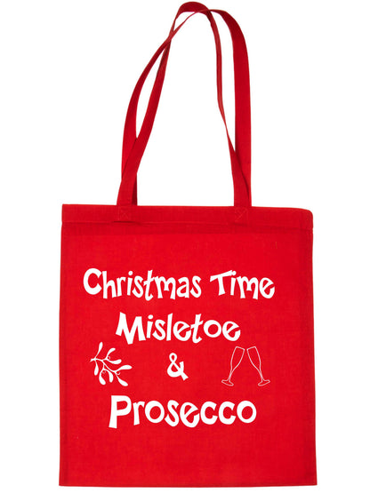 Christmas Time Mistletoe & Wine Xmas Gift Funny Shopping Tote Bag For Life