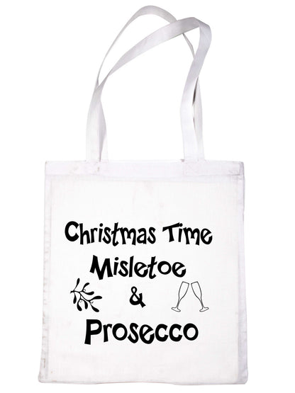 Christmas Time Mistletoe & Wine Xmas Gift Funny Shopping Tote Bag For Life