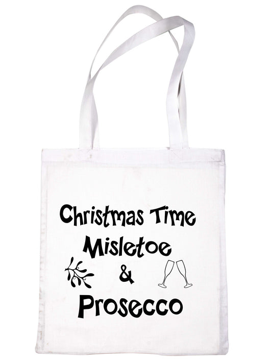 Christmas Time Mistletoe & Wine Xmas Gift Funny Shopping Tote Bag For Life
