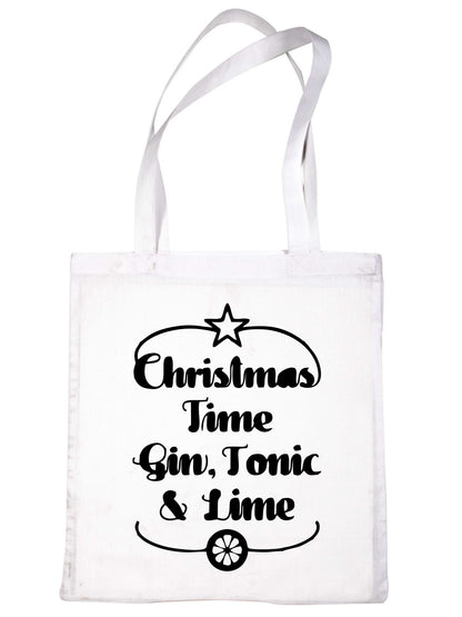 Christmas Time Gin & Lime Christmas Gift Xmas Funny Shopping Tote Bag For Life
