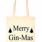 Merry Ginmas Christmas Ladies Woman Xmas Gift Funny Shopping Tote Bag For Life
