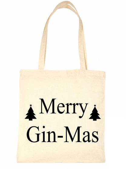 Merry Ginmas Christmas Ladies Woman Xmas Gift Funny Shopping Tote Bag For Life