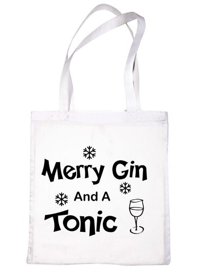 Merry Gin & Tonic Christmas Ladies Woman Gift Funny Shopping Tote Bag For Life