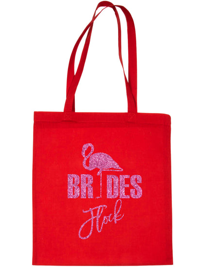 Flamingo Bride's Flock Wedding Favours Bags Hen Party Gift Funny Shopping Tote